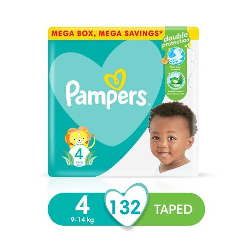 Pampers Baby Dry - Size 4, Mega Savings Box-132 Nappies, Lotion with Aloe