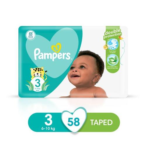 Pampers Baby Dry - Size 3, 58 Nappies, Lotion with Aloe