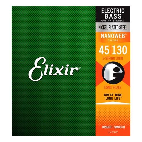 Elixir 14202 Bass Nickel Nanoweb 5 String Lite Medium 0.45-1.30