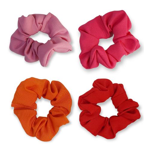 M&N Hair Scrunchies - Pink/Orange/Red - 4 Piece