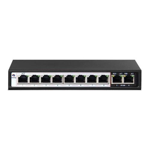 Scoop 10 Port Gigabit Ethernet Switch with 8 AI PoE and 2 Uplink Ports