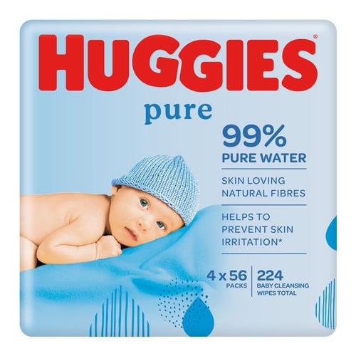 Huggies Pure Baby Wipes - 4s Value Pack - 224 Wipes