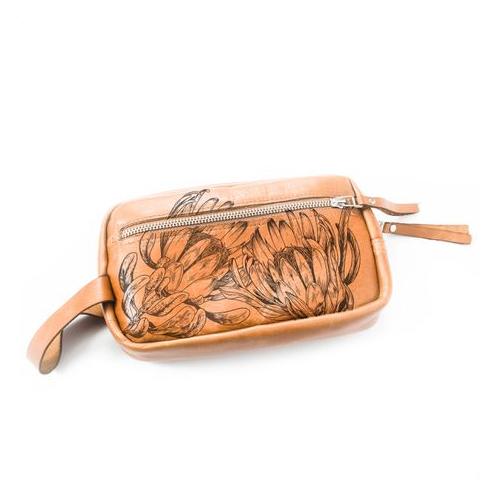 Genuine Leather Make Up Pouch - Protea