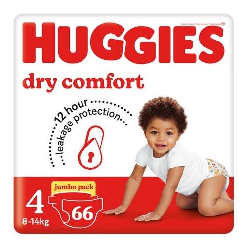 Huggies Dry Comfort - Size 4 (8-14kg) Jumbo Pack - 66 Nappies