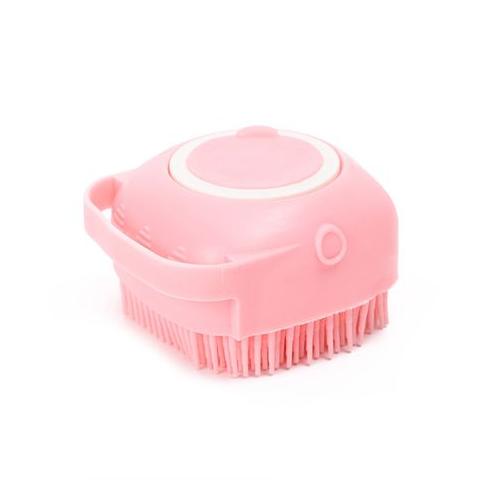 2 in 1 Pet Soft Silicone Bathing & Massaging Brush with Shampoo Dispenser