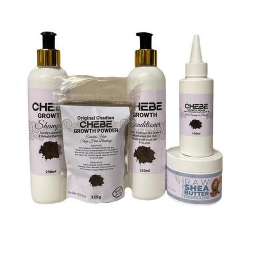 Chebe Full Growth Kit- Shampoo, Conditioner, Serum, Powder & Shea Butter