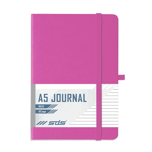 SDS A5 192 Page Lined Journal Hard Cover with Elastic Closure - Pink