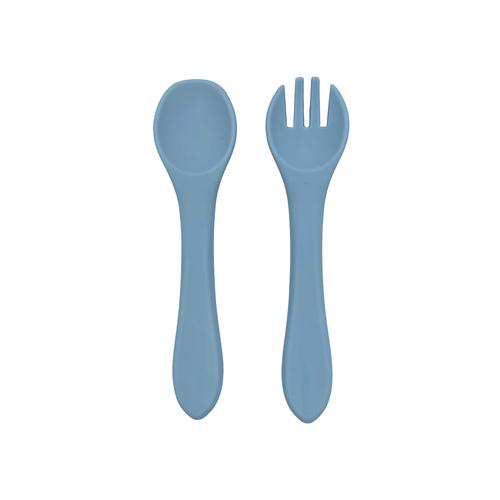 Silicone Baby Spoon & Fork Cutlery Set - Blue