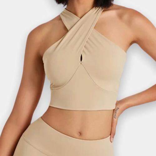 Padded Neck Wrap Athleisure Crop Nude