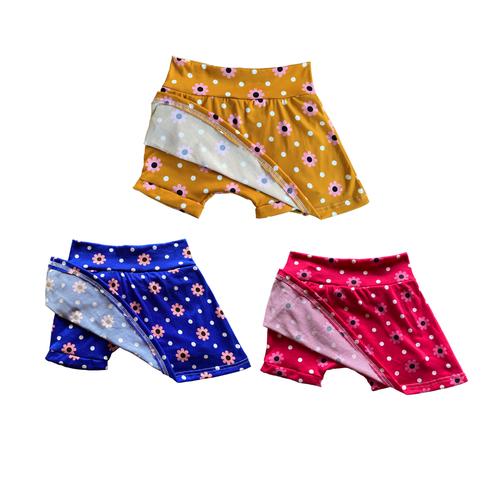 Baby / Toddler / Girls Bummy Skirt-Pink, Blue & Mustard- 3 Piece Set
