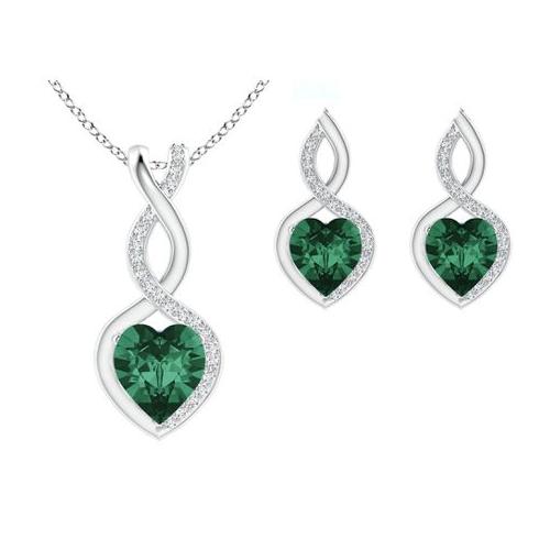 Civetta Spark Infinity Heart Set- Emerald Crystal Rhodium