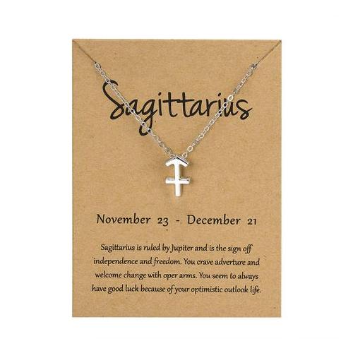Necklace Silver Plated Horoscope Astrology Zodiac Sign Pendant - Sagittarius