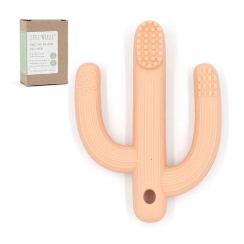 Little Weasel - Baby Cactus Brush Teether and Soothing Chew Toy (Peach)