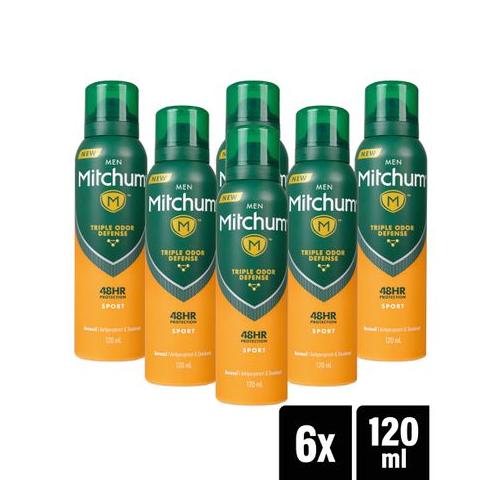 Mitchum Men Antiperspirant & Deodorant Spray Sport 120ml x 6 Pack