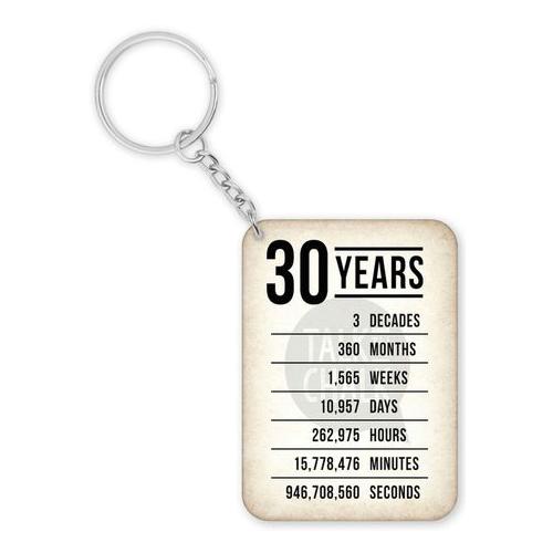 30th Birthday 30 Years 3 Decades Gift Keyring
