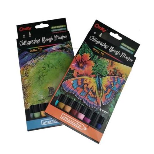 Set of 2 Dual Tip Calligraphy Brush Markers