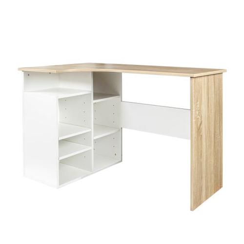 Light Wood & White L Shaped Office Desk 836-438WT