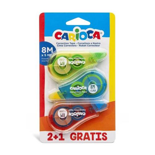 Carioca Correction Tape 8m Blister Pack of 3