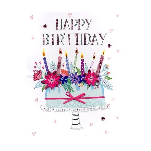 Gigantic Greeting Card - Happy Birthday - Flowers & Candles on Cake