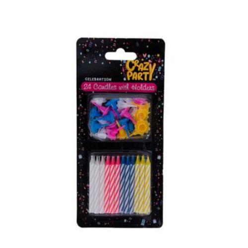 Crazy Party - 24 Pack Candles With Holder