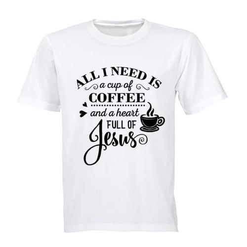 Coffee and A Heart Full Of Jesus Birthday Christmas Gift TShirt-White
