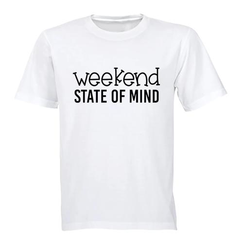 Weekend State Of Mind Birthday Christmas Gift Kids TShirt- WHITE