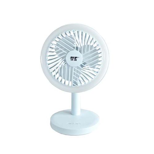 5 Inch Rechargeable Table Fan with LED Light - White