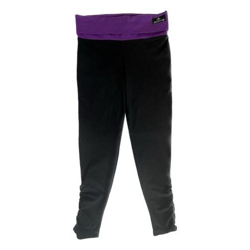 Active Women Black and Purple Cotton Fitted Leggings