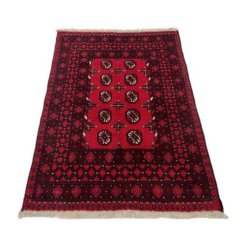 Red Afghan Carpet - 141 x 102 cm