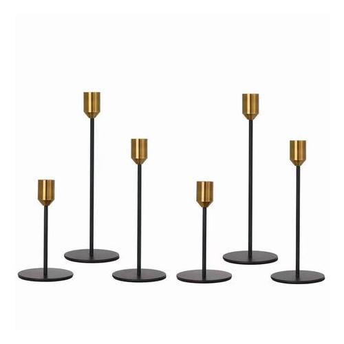 Black Gold Candlestick Holders, Set of 3 Modern Candle Holder