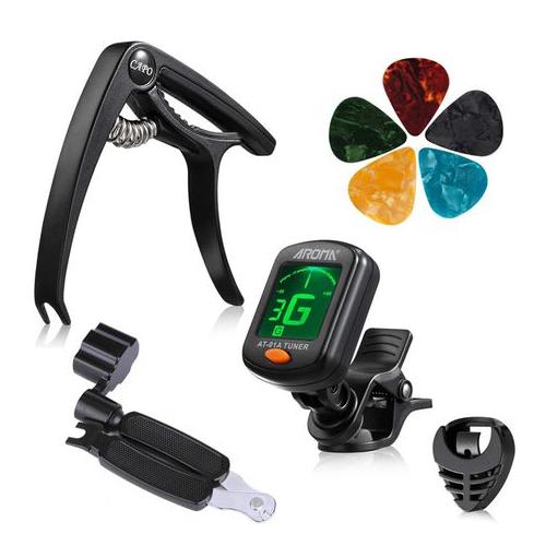 9 Piece Guitar Accessories Set with Guitar Tuner and Capo