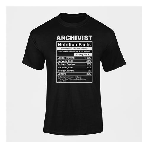 Archivist Nutritional Facts Custom Printed Novelty T-Shirt
