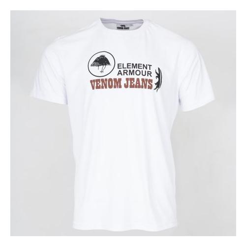 Venom Jeans Men White Cotton Short Sleeve Crew Neck Regular T-shirt