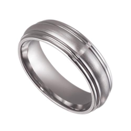 Titanium Double Grooved Wedding Band - 7mm - Size Y