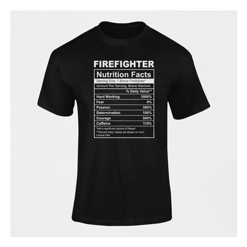 Firefighter Nutrition Facts Custom Printed Novelty T-Shirt