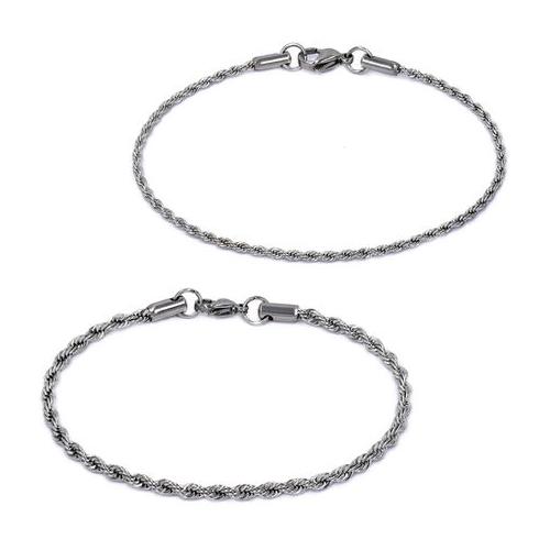 Steel My Heart 19cm Rope Bracelet Set in Stainless Steel - SHB18