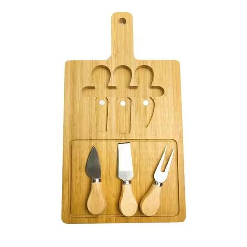 Bamboo Cheese Serving Board with Built-in Cheese Knife Cheese Tool