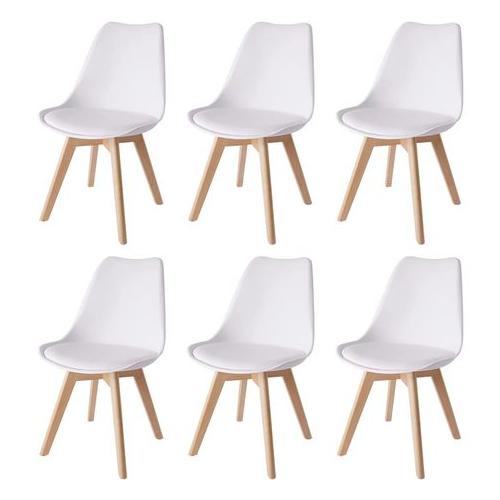 Dining Chairs with Cushion Seat, Wooden Legs - Set of 6