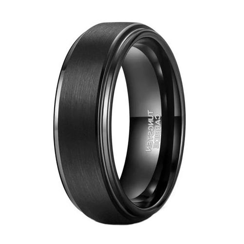 All Black Tungsten Ring With Polished & Brushed Finish - 8mm