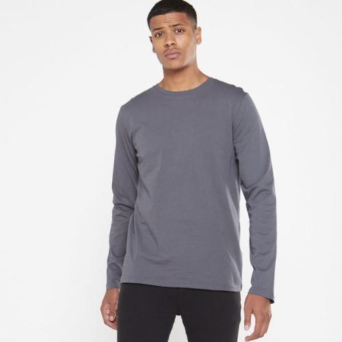 Real Long Sleeve Crew Neck-Core Charcoal