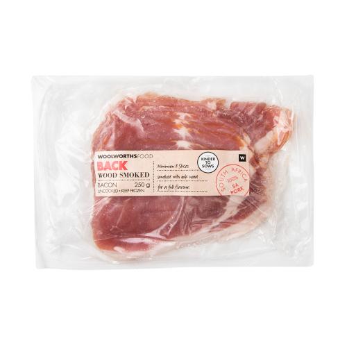 Frozen Wood Smoked Back Bacon 250 g