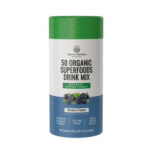 50 Organic Superfoods Drink Mix + Protein - Blueberry Flavor