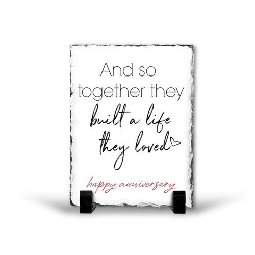 A Life They Loved Happy Anniversary Husband Wife v1 Gift Rock Slate