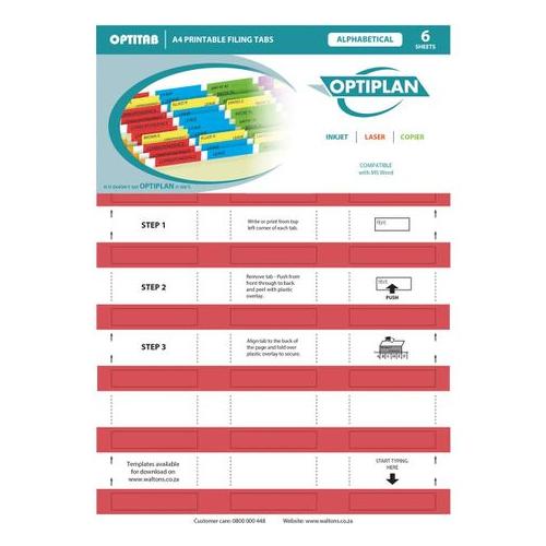 Optiplan Opti Tabs Alpha A4 24up (Pack 144) Red