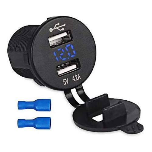 4.2A Dual USB charger with voltmeter Blue LED