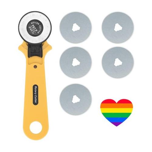 Craft Tools Hand Held Rotary Cutter with 5 Blades & Heart Sticker 28mm
