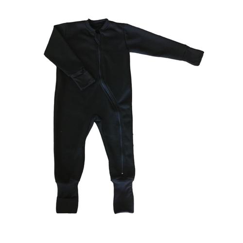 Easy Over Babygro - With Fold over Mittens - Black