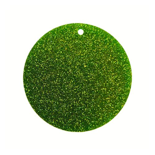 Acrylic Glitter Discs (Set of 5) - Lime Green