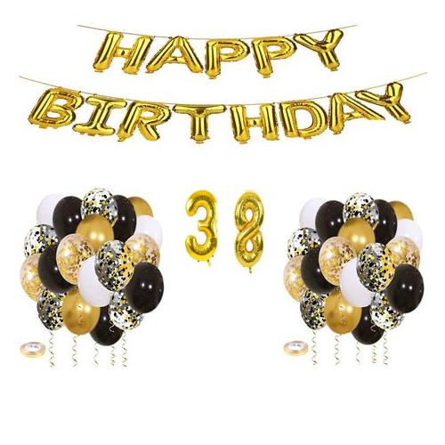 Gold Birthday Balloon Set 38 Years