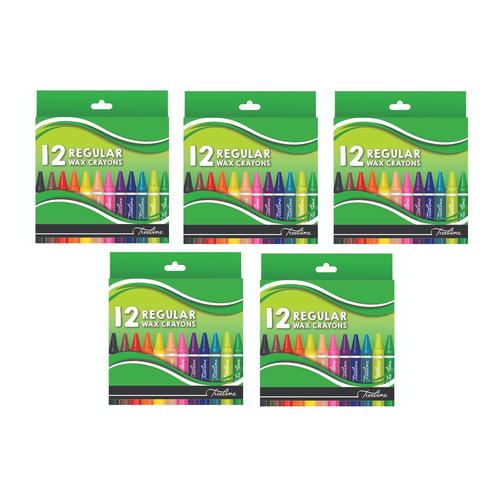 Treeline Regular Wax Crayons 12 Piece - Pack of 5